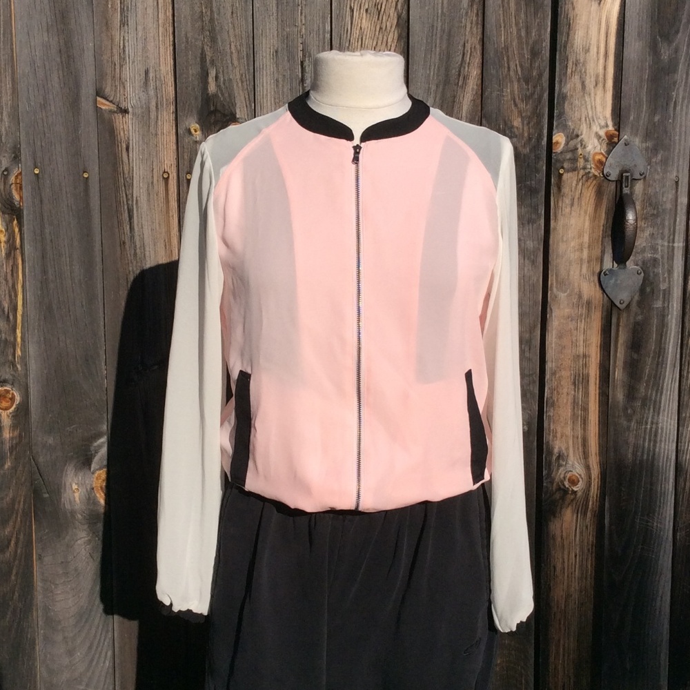 Mossimo Sheer Color Block Bomber Track Jacket